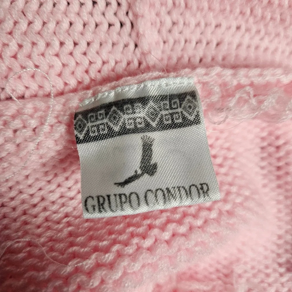 Vintage Grupo Condor Girls Knit Zip Hoodie 6-12M Llama Sun Hand Embroidered Peru